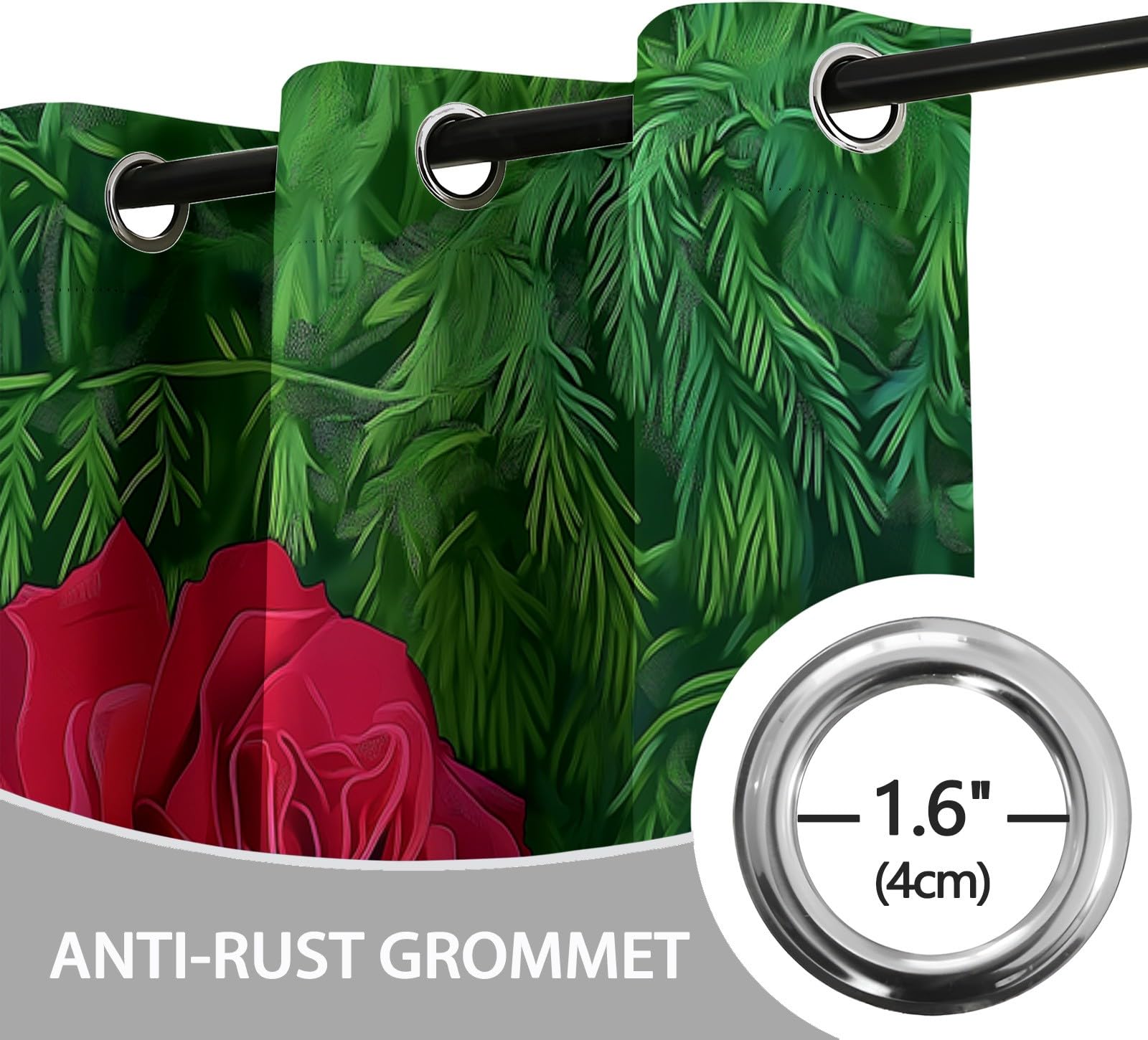 Blickdichte Gardinen 2er Set - Pfingstrosen Muster Verdunkelungsvorhang