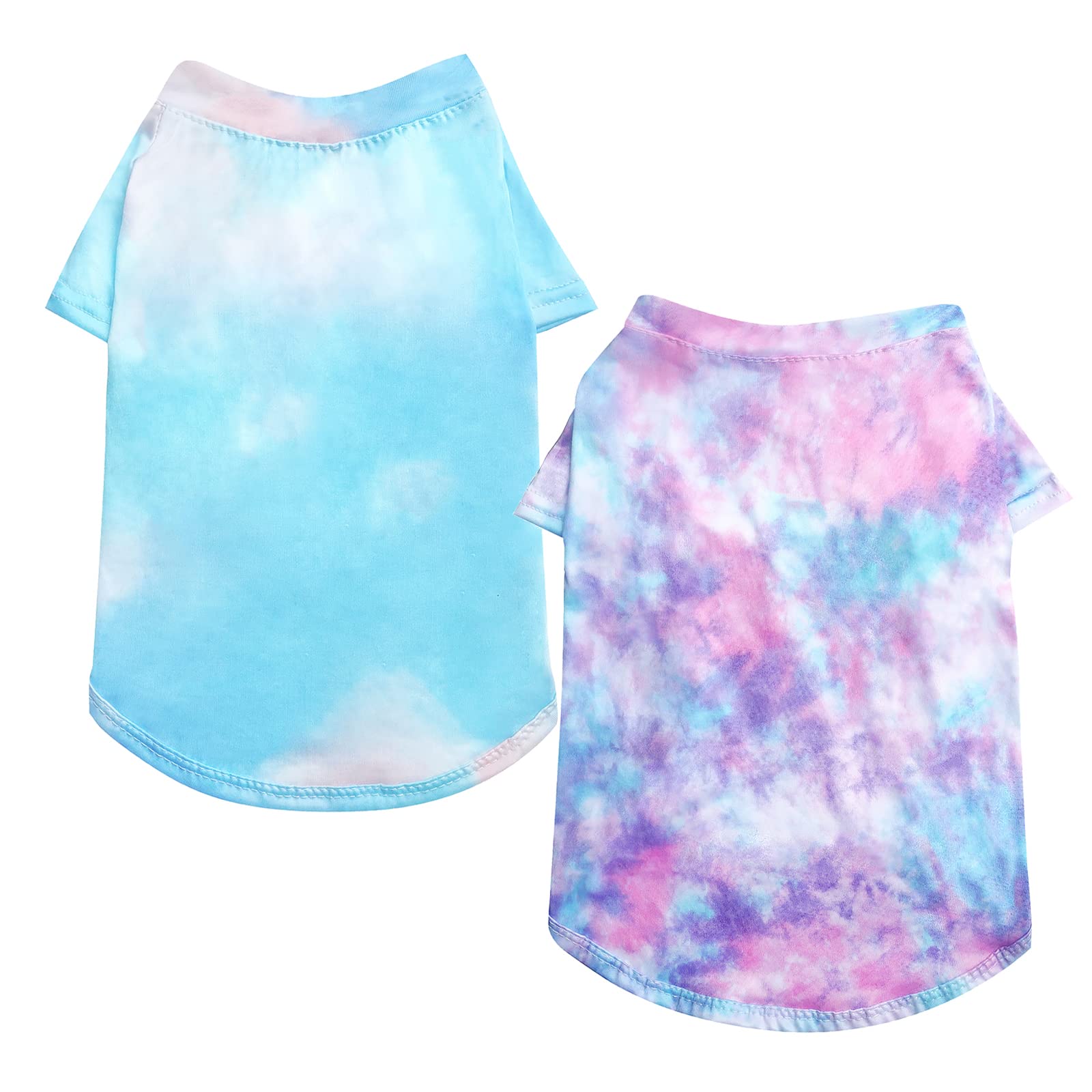 Pack of 2 Dog Shirts Hawaii Dog Cooling Shirts Tie Dye Tank Top Vest Stretchy Puppy Tshirt Breathable Summer Dog Clothes for Small Medium Dogs Cats (Large)