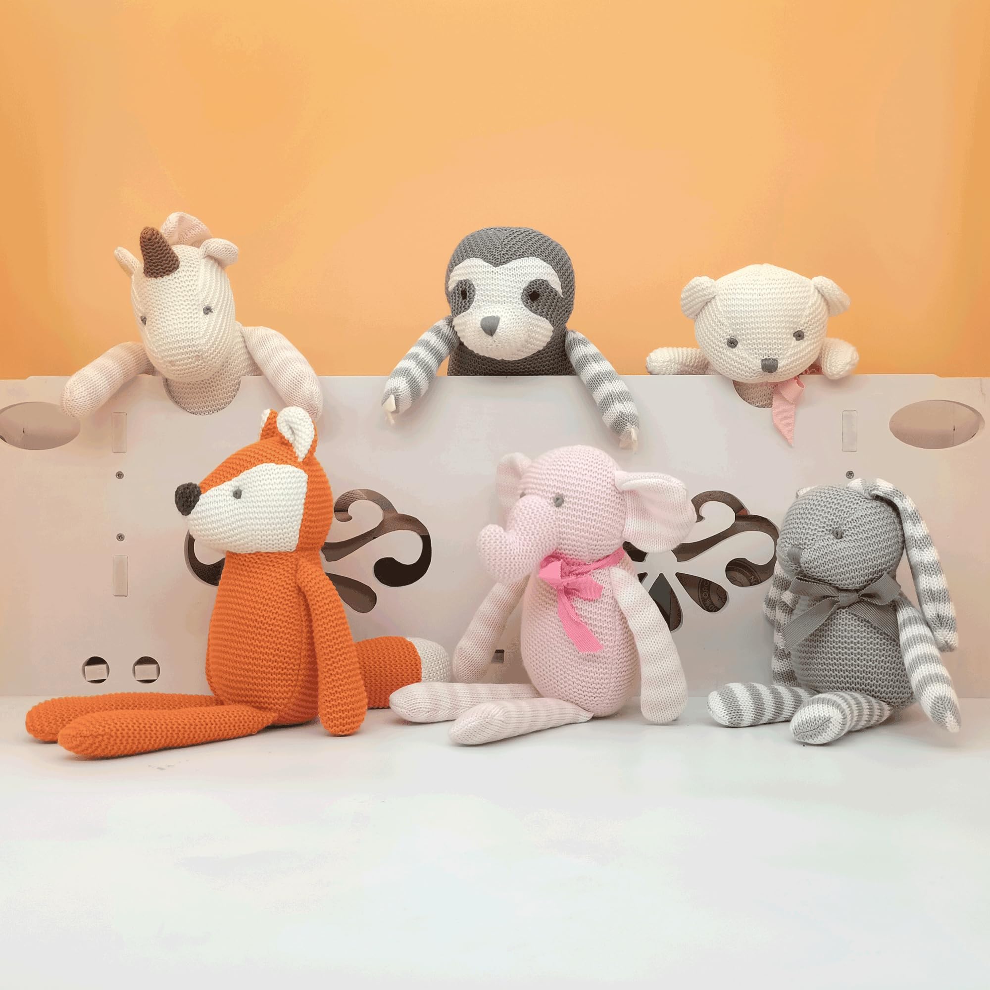 FLUFFYFUN Bradipo Peluche Neonato in 100% Cotone biologico 18cm Grigio