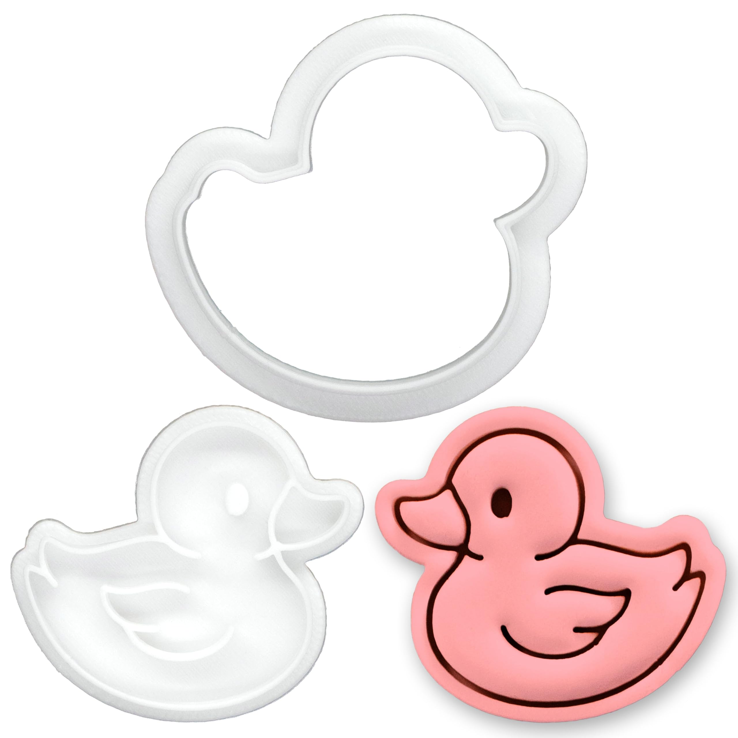BAKERLOGY Baby Duck Mini Cookie Cutter and Stamp Set – Cute Duckling Fondant Embosser, Farm Animal Cupcake Topper Mold for Baby Shower, Easter & Spring Party Baking