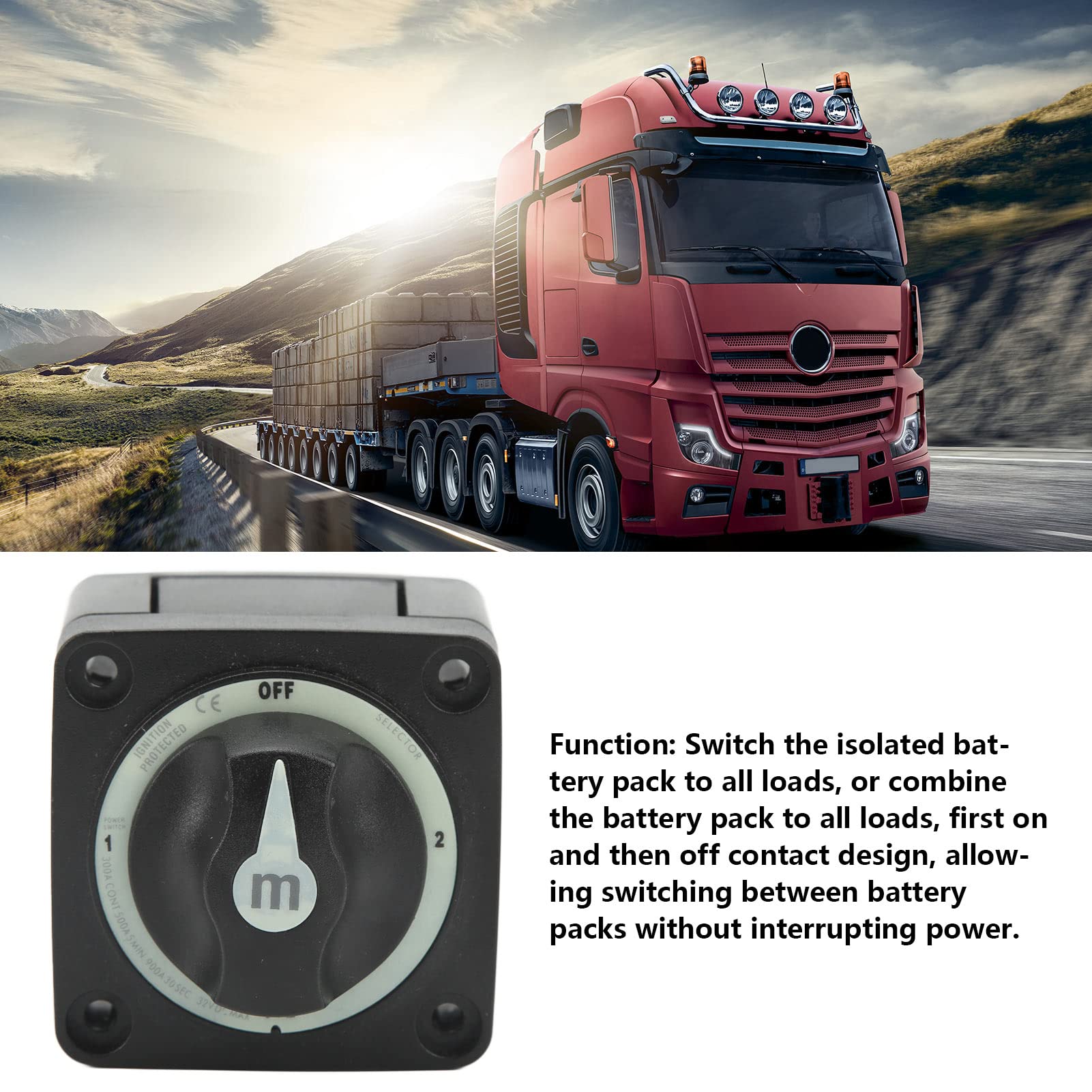 Acouto Marine-Batteriewahlschalter, 4-Positionen-Trennschalter, Stromkreis aus Für Boot RV 32 Bass, Bootswahlbatterie F SwitchBoot-Batterieschalter