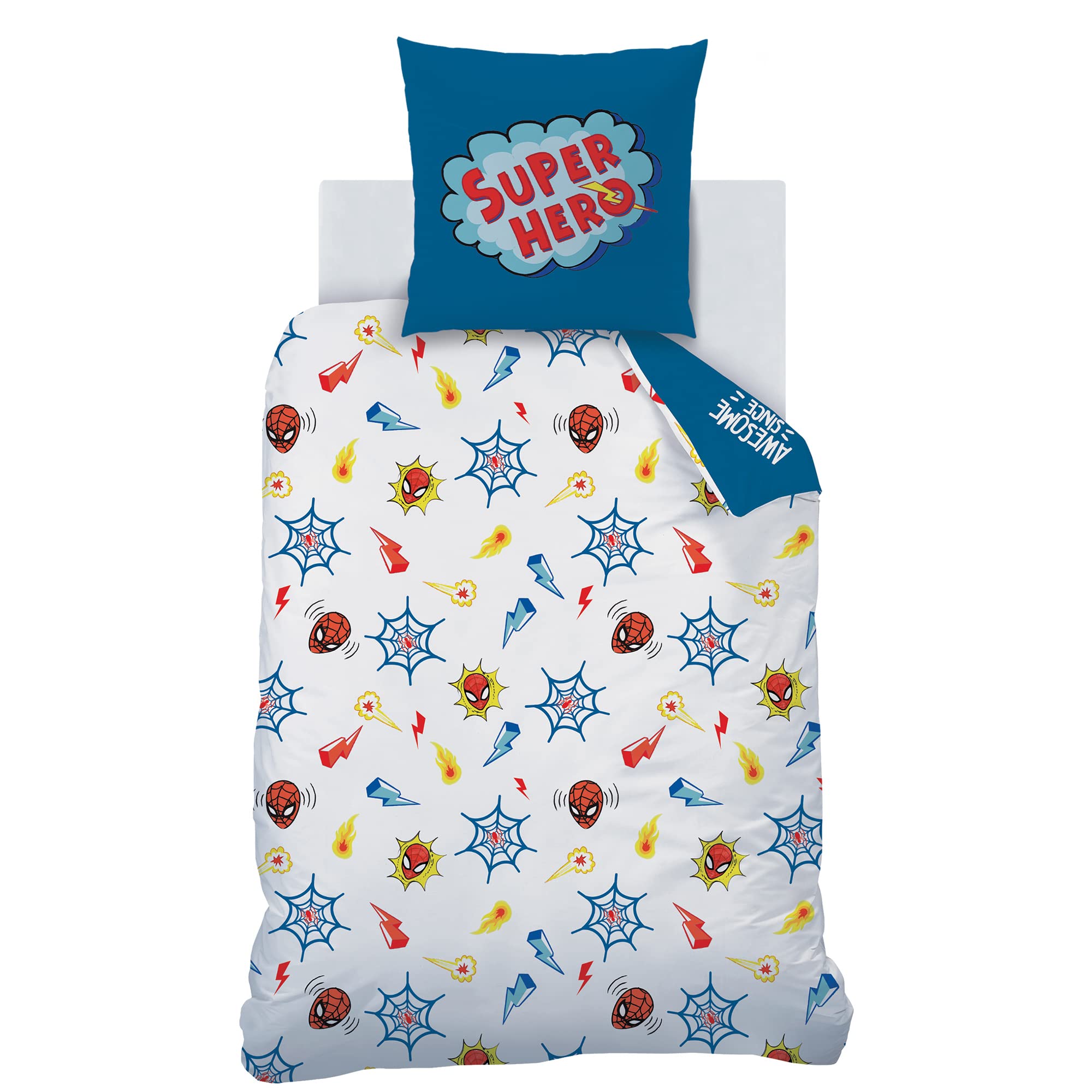 Parure da letto Spiderman 140 x 200 – Copripiumino Spiderman 100% cotone (C