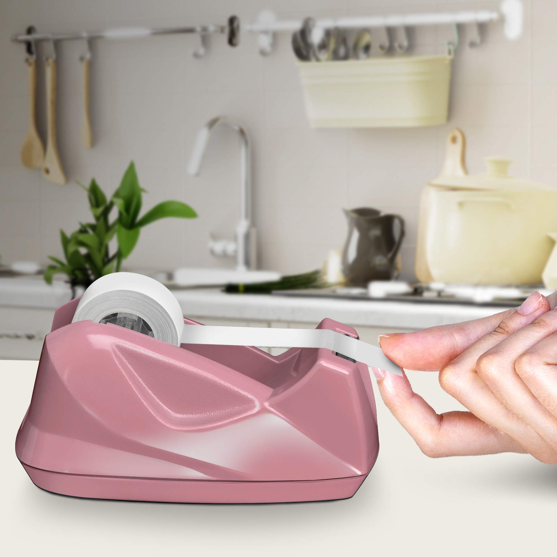 Acrimet Premium Dévidoir de Ruban Adhésif de Bureau, Plastique, Base Antidérapante (Résistant) (Couleur Rose)