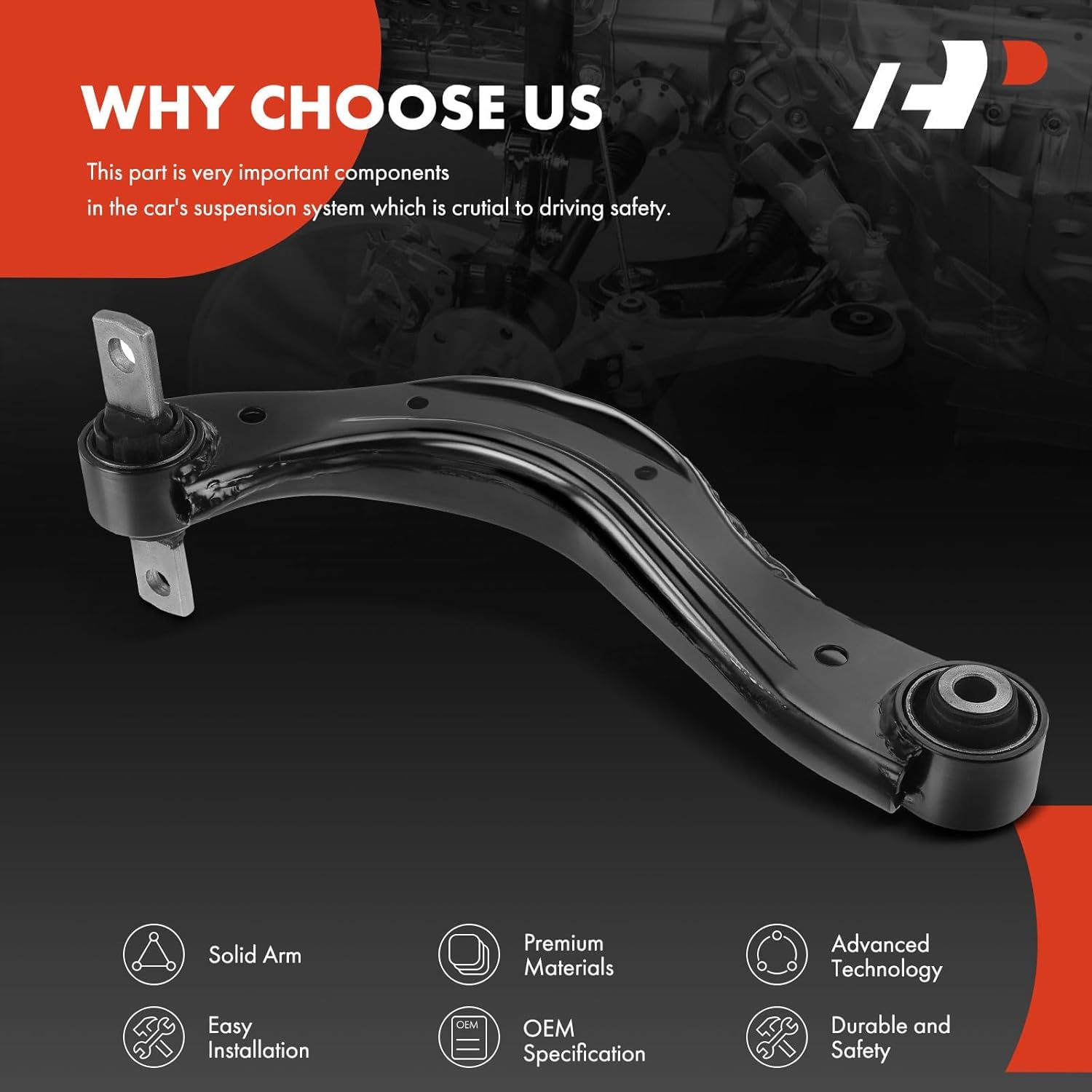 A-Premium Rear Left Upper Control Arm, with Bushing, Compatible with Honda Civic 2006 2007 2008 2009 2010 2011