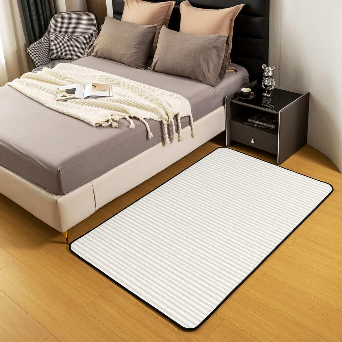 Homewish Jasnożółte geometryczne dywany w paski 100 x 150 cm do sypialni salonu - nowoczesny prosty styl nowoczesny dywan podłogowy szycie duże dywany w paski abstrakcyjny niegubiący dywan