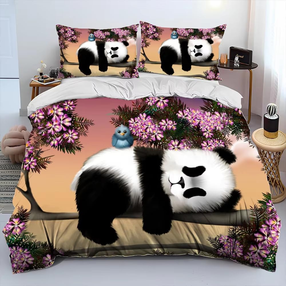 Parure de lit panda 160x200 cm pour créer un cocon douillet d'ado
