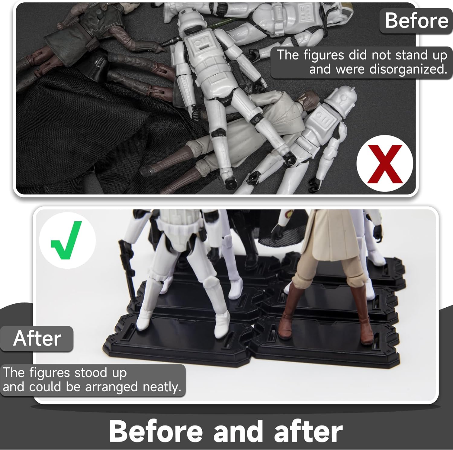 NC EBCO 30 Pieces Action Figure Display Stands Black Doll Model Support Stand for 3.75 inch Action Figures