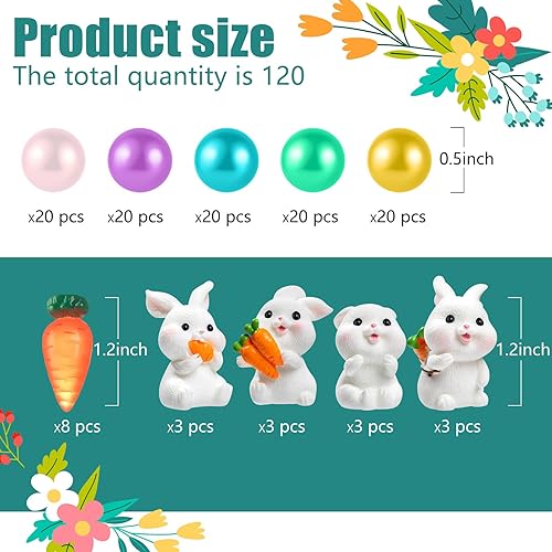 Miniatura 2 de 120 piezas de relleno de jarrón de Pascua, cuentas de perlas multicolor de bastón de caramelo, perlas de imitación para jarrones, decoración de