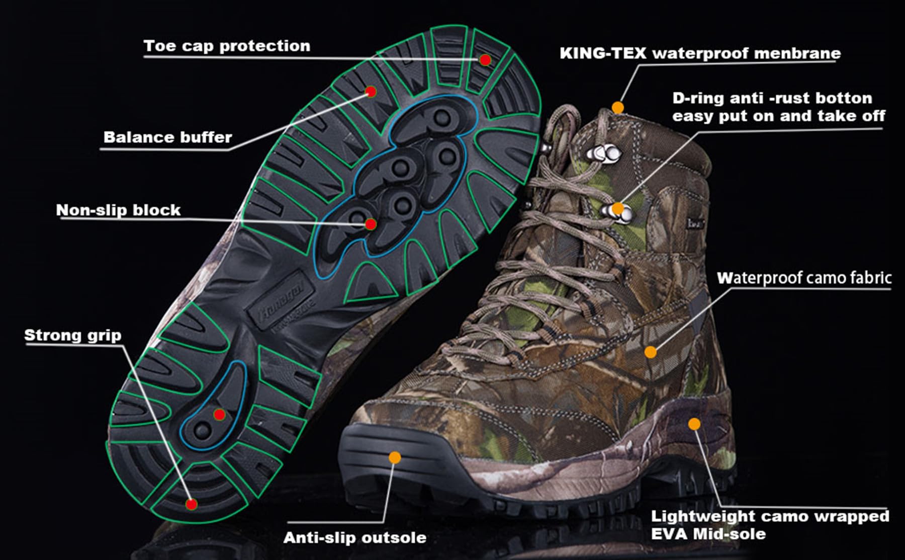 SANANG Scarponcini da Trekking Mimetici a Media Altezza da Uomo per Escursioni All'aperto, Scarpe da Trekking Leggere e Comode da Donna