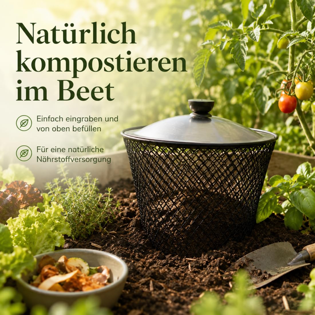 10L Unterirdisch Wurmkomposter Metall mit Deckel,4/6/8 Stück Küchen&Gartenabfälle Beetkomposter aus Metallgitterkörbe für Hochbeet, Garten, Hof und Außenbereich,Silber,4 Set