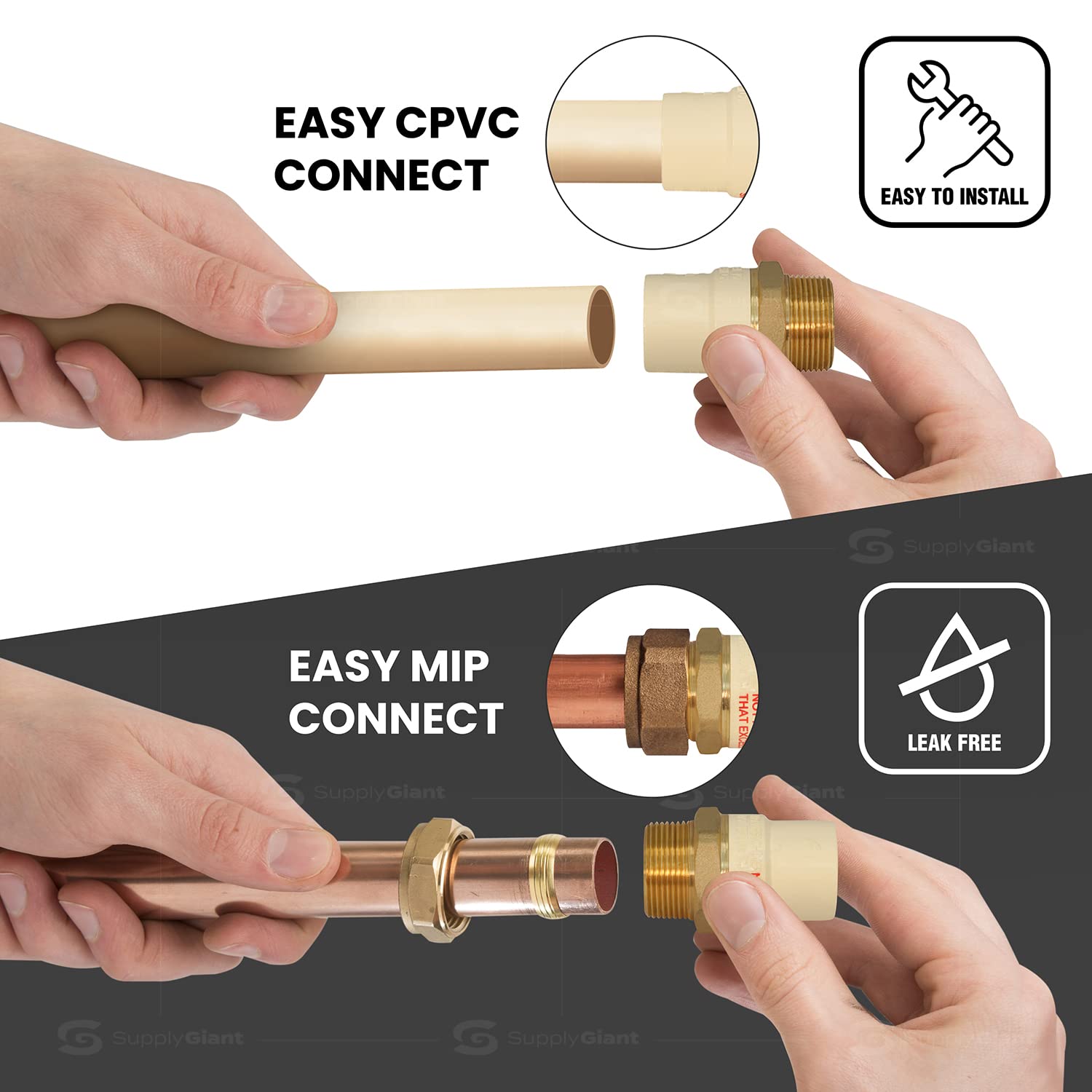 Everflow suministros plomo conector adaptador con un latón macho y un el CPVC conectar