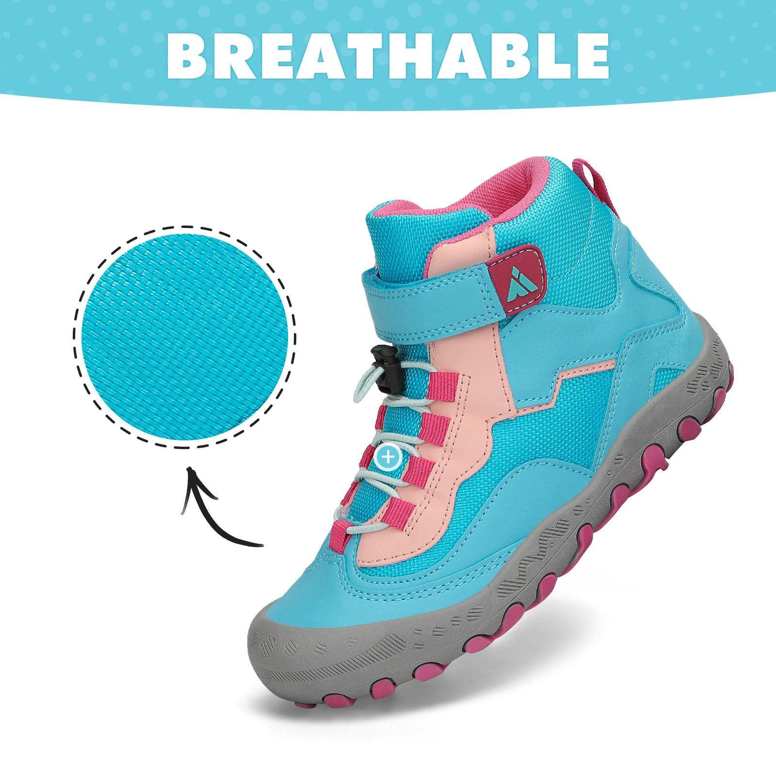 Mishansha Botas de Senderismo Niño Niña Zapatos de Trekking Antideslizante Ligero Zapatillas de Montaña Cómodos Exterior, Cielo Azul 38 EU