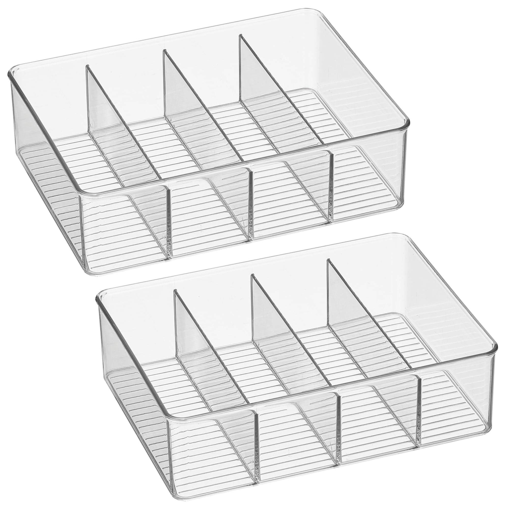 iDesign Aufbewahrungsbehälter für Teebeutel oder Süßungsmittel in Speisekammer oder Schrank, 4 Fächer, transparent, 2 Stück