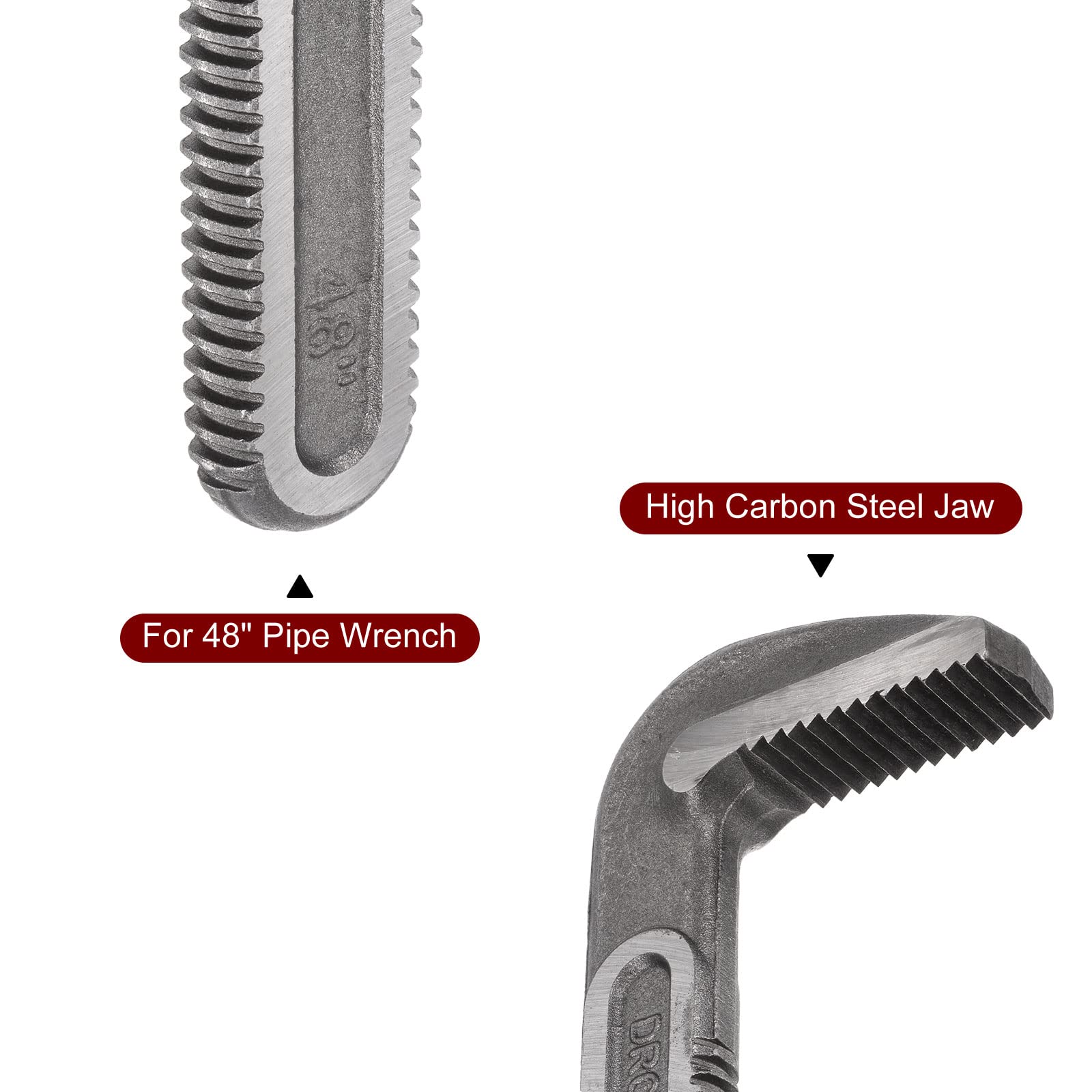 sourcing map Tubo Llave Gancho Mandíbula 48" Plomería Llave Reemplazo Mandíbulas Alto Carbono Acero