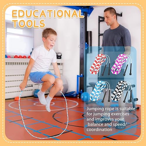 Miniatura 4 de Cuerda de saltar para niños, cuerda de saltar ajustable con cuentas dobles, segmentada holandesa, sin enredos, cuerda de saltar ligera, ejercicio