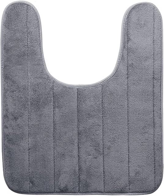 BIKHYY Memory Foam Bathroom Mats Non Slip Toilet Pedestal Mats with Water Absorbent for Bathroom Memory Foam Bath Mat 50 x 60 CM (U-Dark Grey)