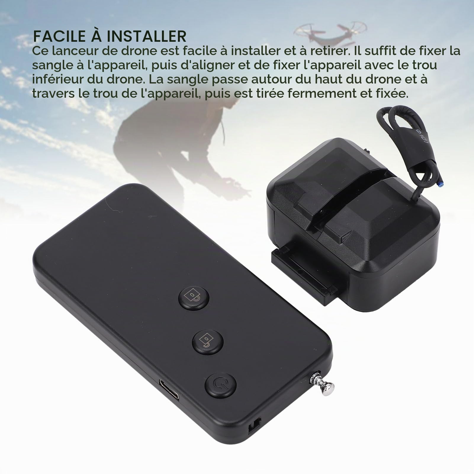 Dilwe Système de Largage Airdrop, Lanceur de Drone Léger avec Télécommande, USB, Une clé, Conçu pour Divers Drones