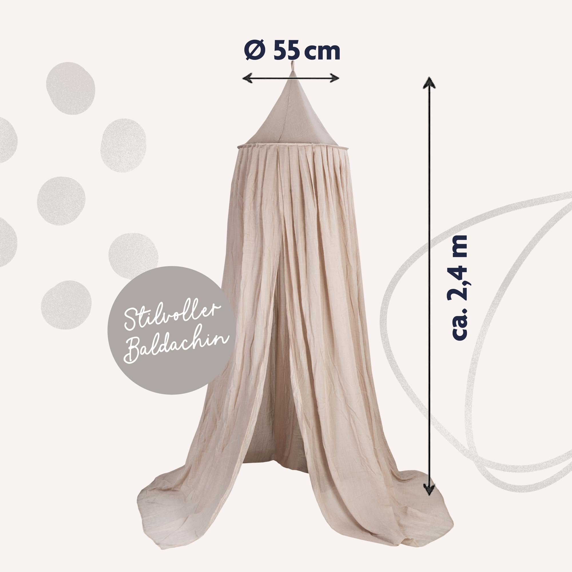 Julius Zöllner Baldachin aus Voile Ø55 cm – für Babybett & Kinderbett – Kinderzimmer Deko – Sand