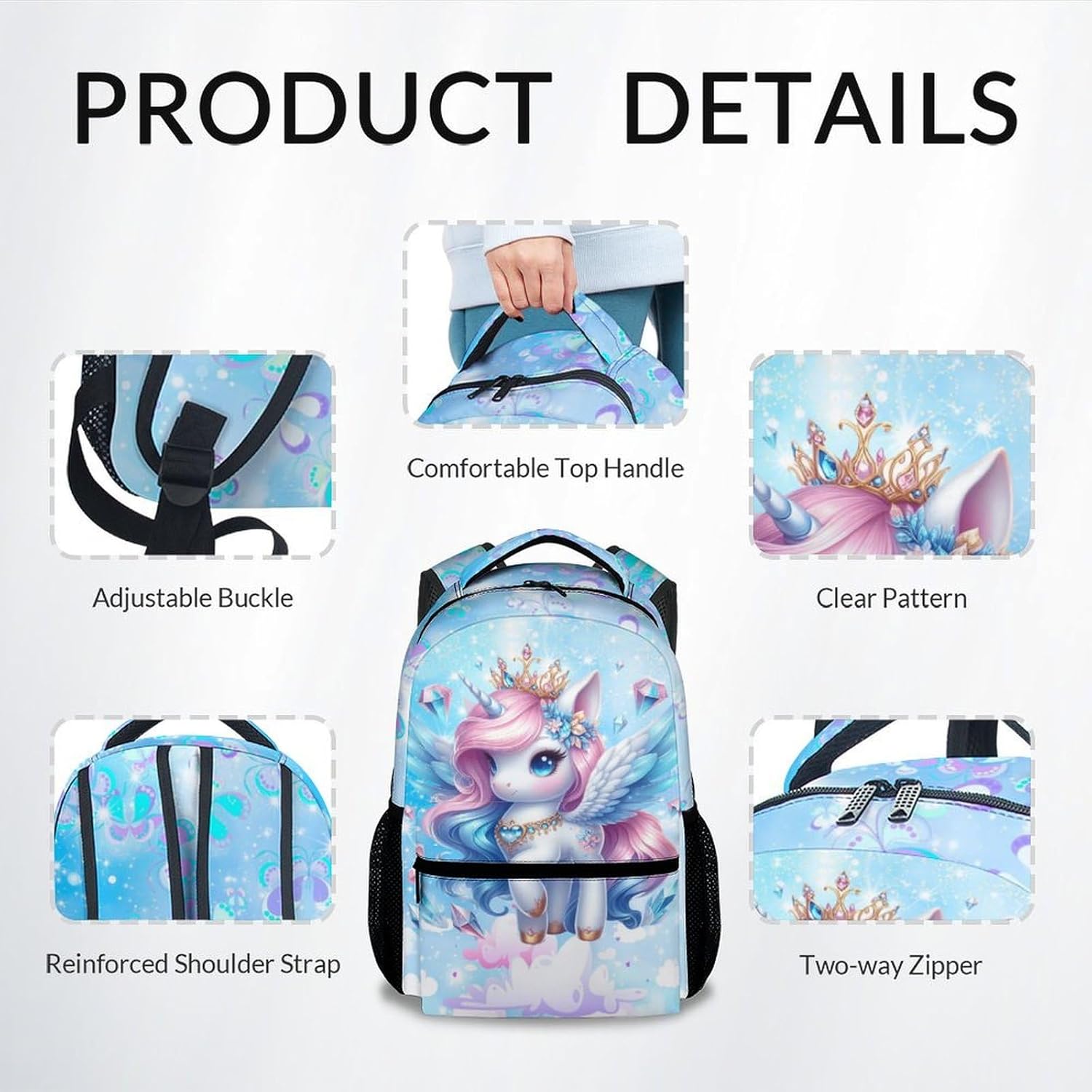 Backpack for Girls - Unicorn Backpack for Kids - Toddler Bookbag School Supplies - 17 Inch Cute School Bag for Primary Kindergarten Preschool - Image 4