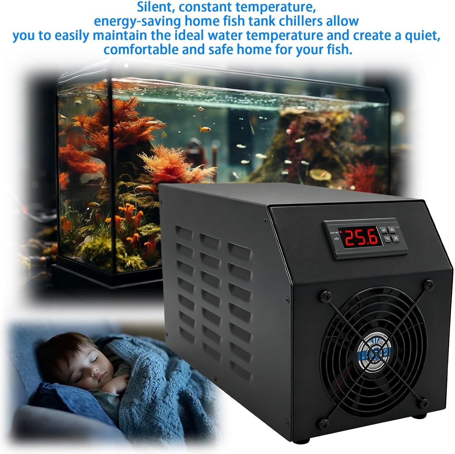 Aquarium Cooler, 16gal/60L Constant Temperature Water Chiller, Circulating Cooling, Silent and Energy-Saving, Suitable for Water Plants, Goldfish, Axolotls Cold/Warm