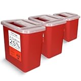 Oakridge Products Large Sharps Container for Home Use and Professional 2 Gallon (3-Pack) with Sliding Top, Biohazard Needle and Syringe Disposal, CDC Certified