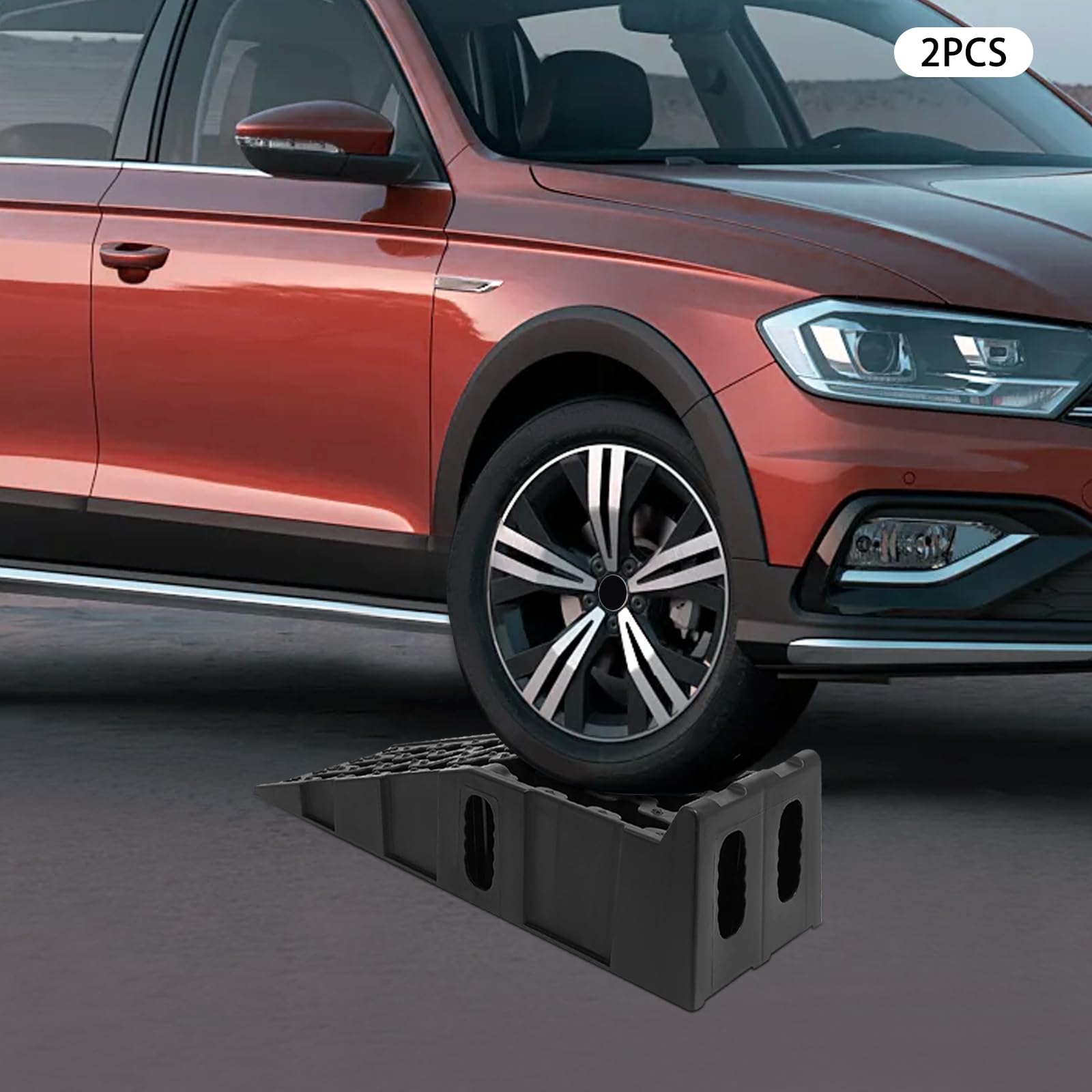 Auffahrrampen 2er Set bis 5 t, PP Kunststoff Auto Rampen für PKW | 2er Set, 5 t Traglast, PP Kunststoff, rutschfest, 90,5x30x21,5 cm, für Pkw, Wartung & Ölwechsel