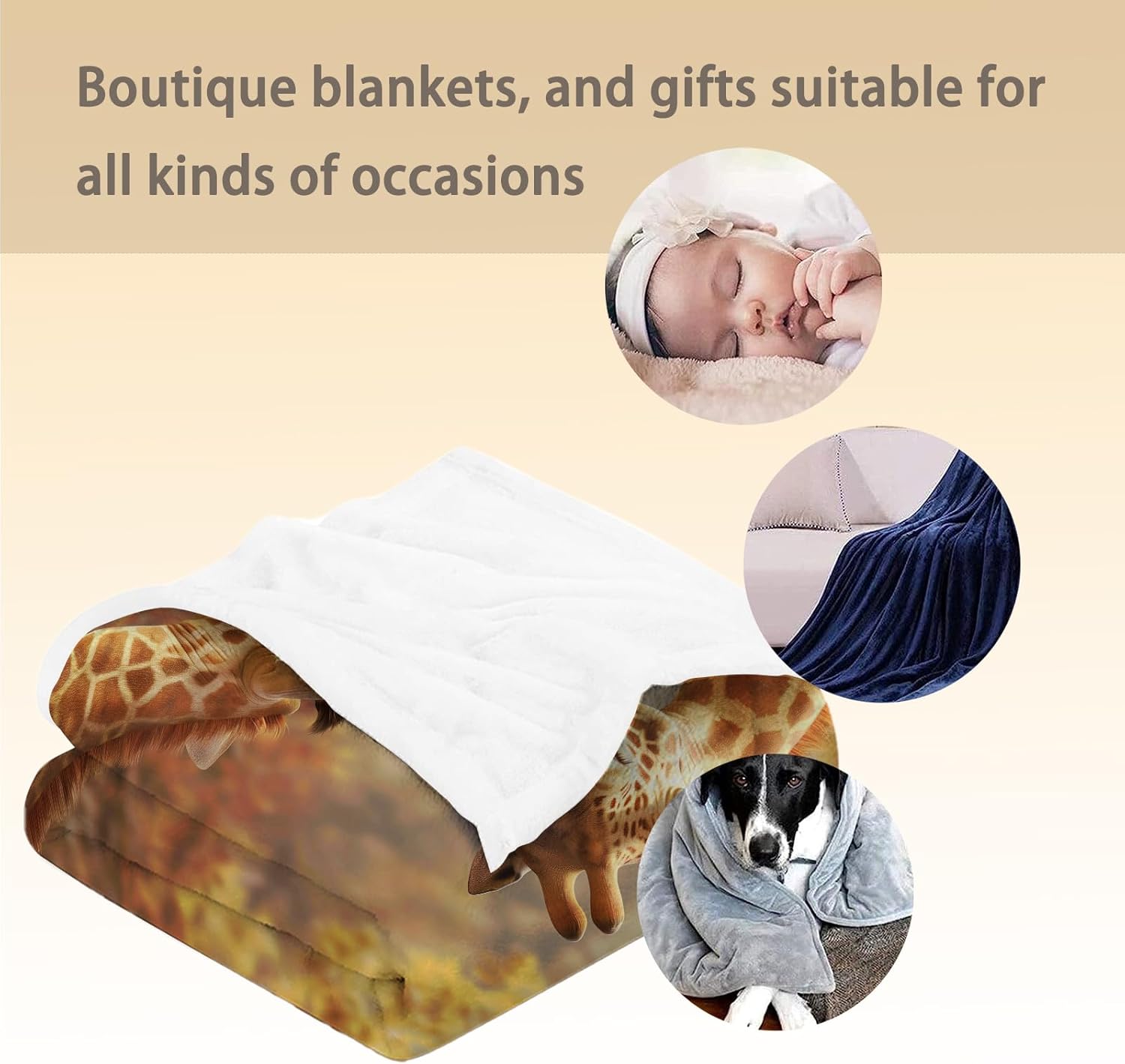 Cute Giraffe Blanket Soft Animal Flannel Throw Blanket for Adults Kids Women Boys Girls - Warm Cozy Lightweight Fuzzy Blankets for Couch, Bed, Travel, Outdoor 50×60 in