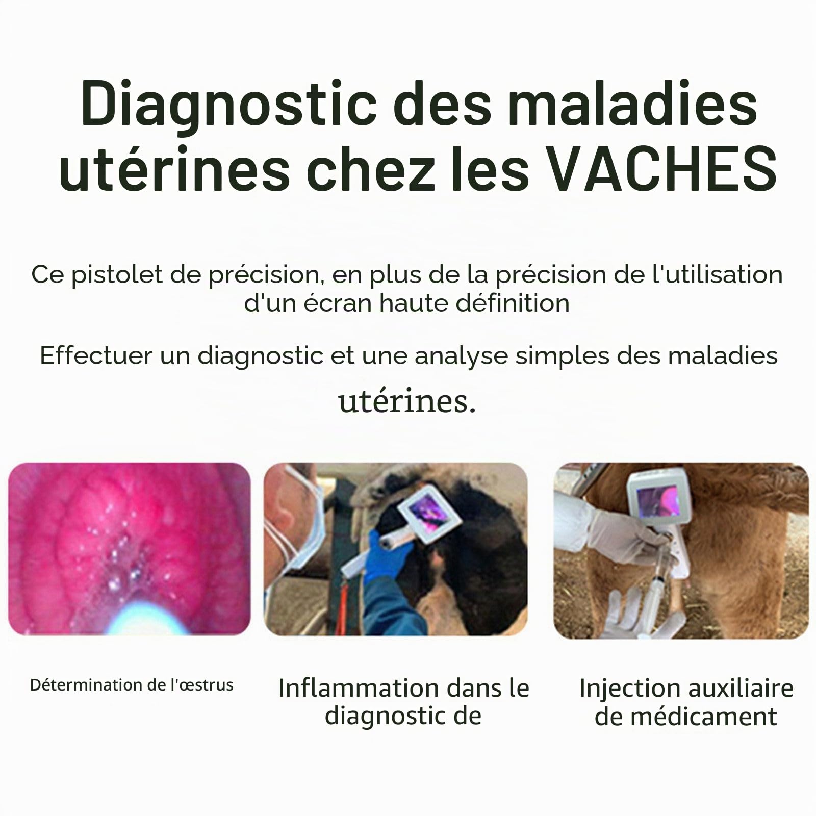 Pistolet D'Insémination Artificielle AI (écran 3,5"), 15 Millions De Pixels, Fonction De Massage par Vibration, Endoscope Visuel, Outils De Grossesse Artificielle pour Bovins