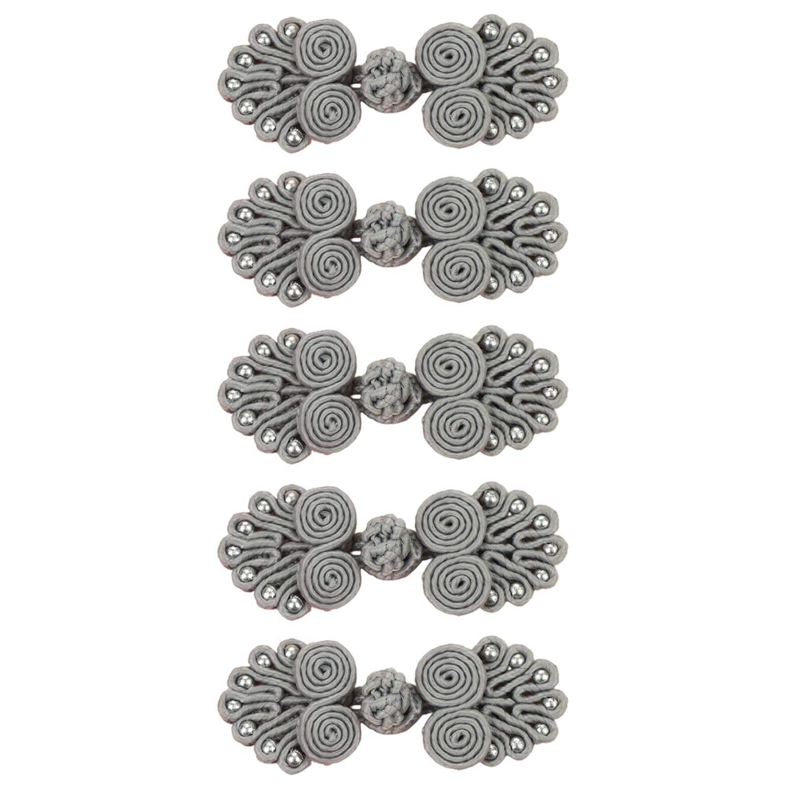 buttons knots,chinese knots buttons, 5 Pair Chinese Closure Buttons Chinese Knots Frog Buttons Closure Sewing Fasteners for Sweater Cloak Coats Scarf Cardigan and Costumes Outfit Sewing(Grey)