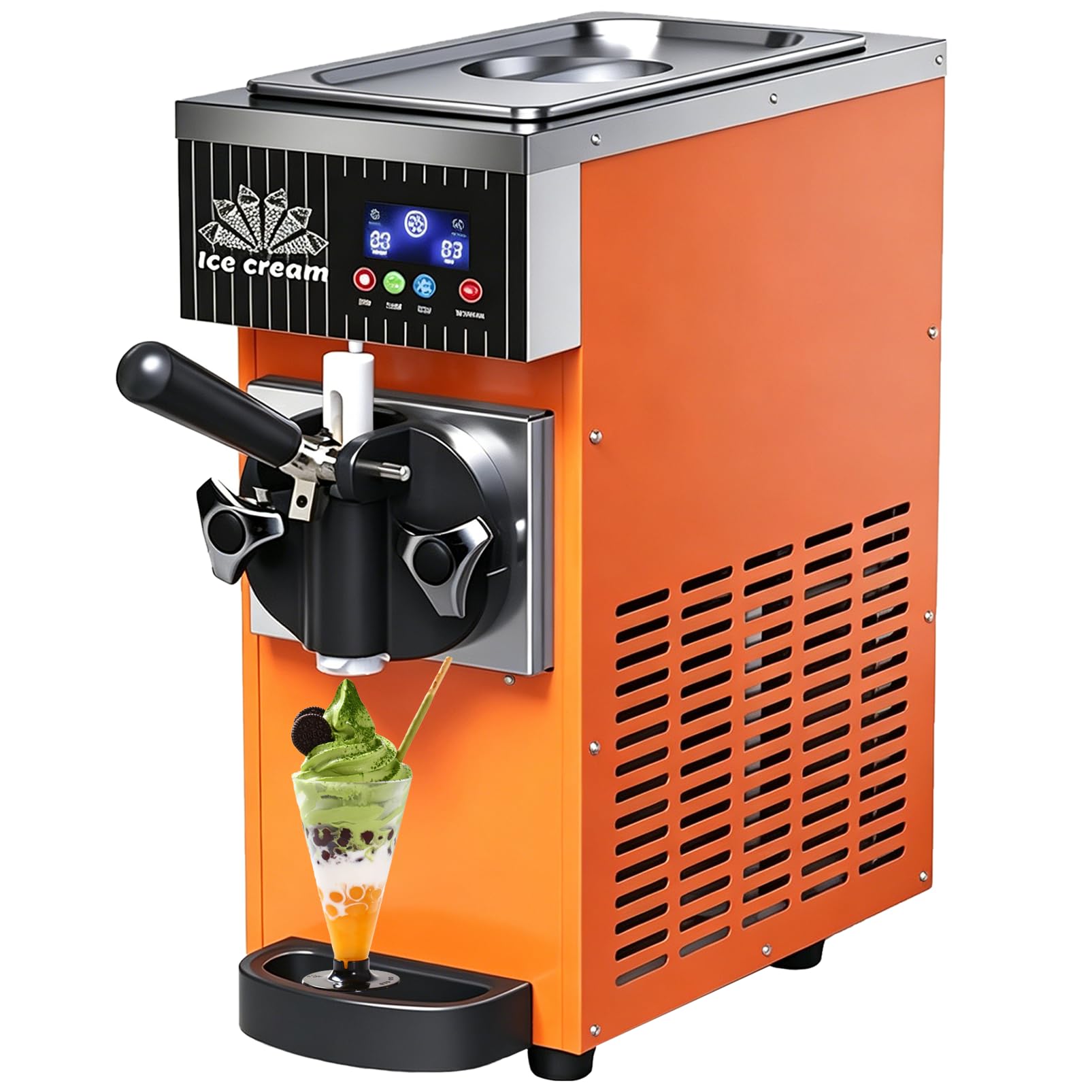Machine à crème glacée Soft Serve, 450 W, machine commerciale avec fonction autonettoyante, sortie 4-5 l/h, comptoir pour restaurants et bars