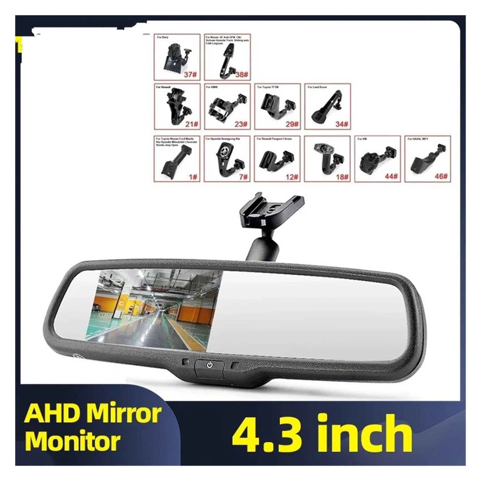 Camara Marcha Atras con Soporte Especial para Automóvil, Espejo Retrovisor De Marcha Atrás HD, Pantalla LCD TFT AHD De 4,3 Pulgadas para Automóvil