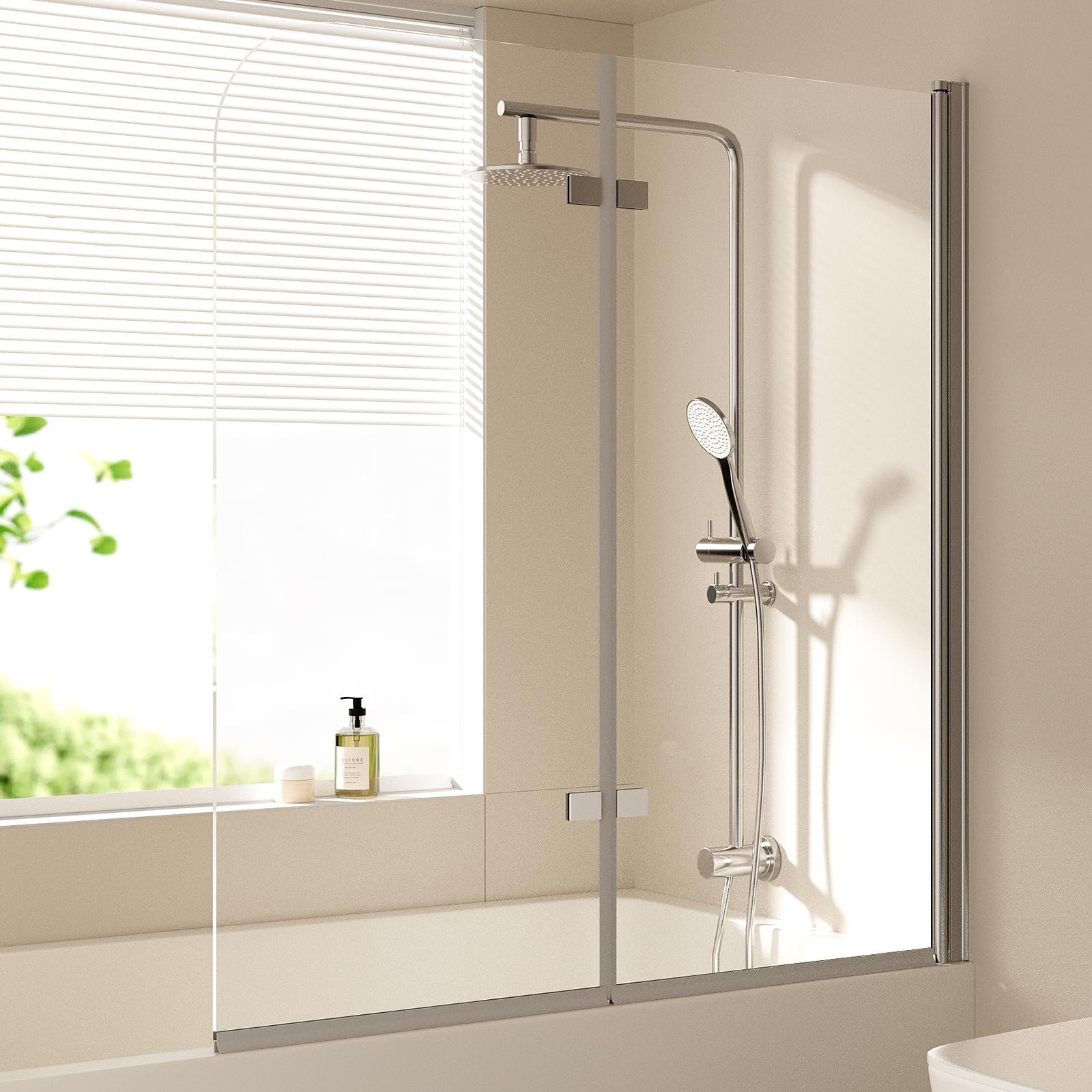 EMKE Badewanne Duschwand 120x140cm, 2-teilig Faltbar, Duschtrennwand