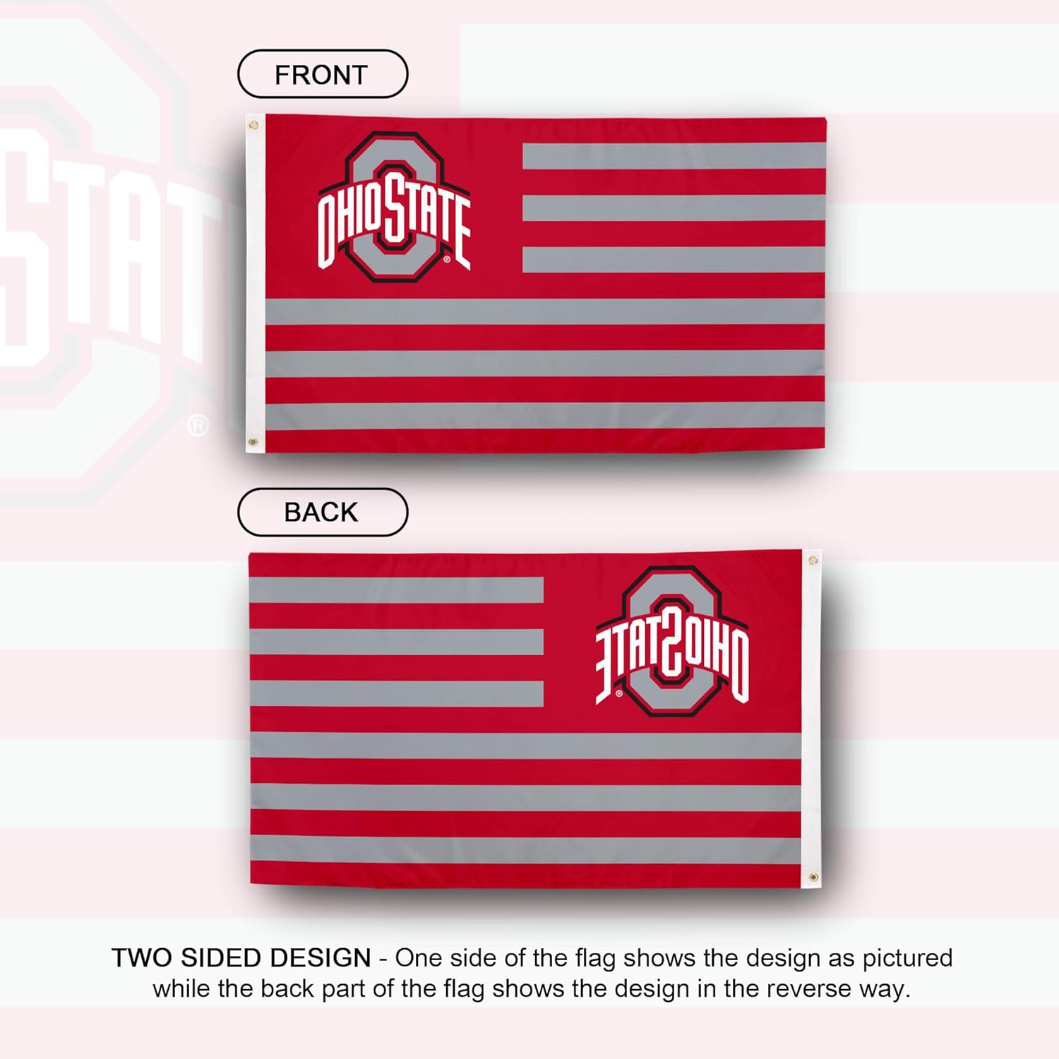 Desert Cactus Ohio State University Indoor and Outdoor 100% Polyester University Flag Banner, 3x5 Feet Buckeyes (Nation) - Image 2