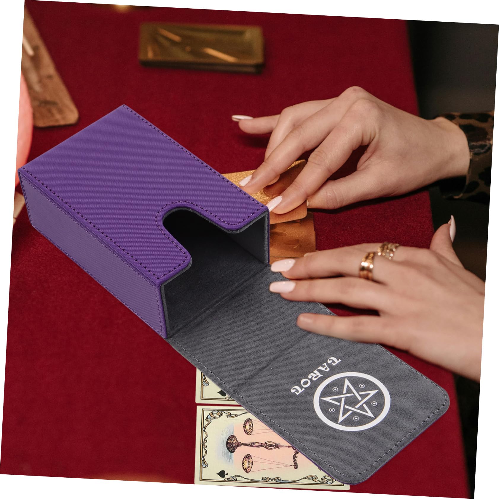 Abaodam Scatola Porta Carte Tarocchi in PU Coperchio Magnetico per Collezionisti e Appassionati, Custodia Rigida Spazio Capiente e Bordi Protettivi per Giochi da Tavolo e Carte Collezionabili