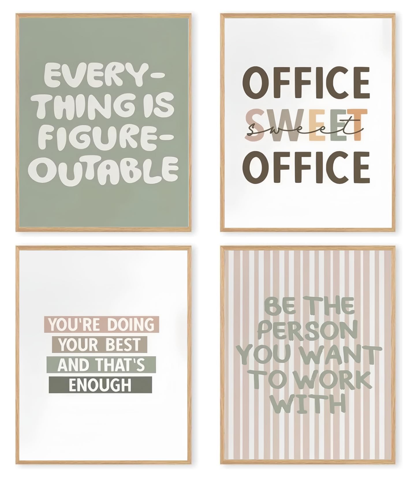 dzxnouart Set of 4 Motivational Wall Art Inspirational Quote Canvas Painting Teamwork Canvas Pictures for Office Workplace, No Frame (21x30cm)