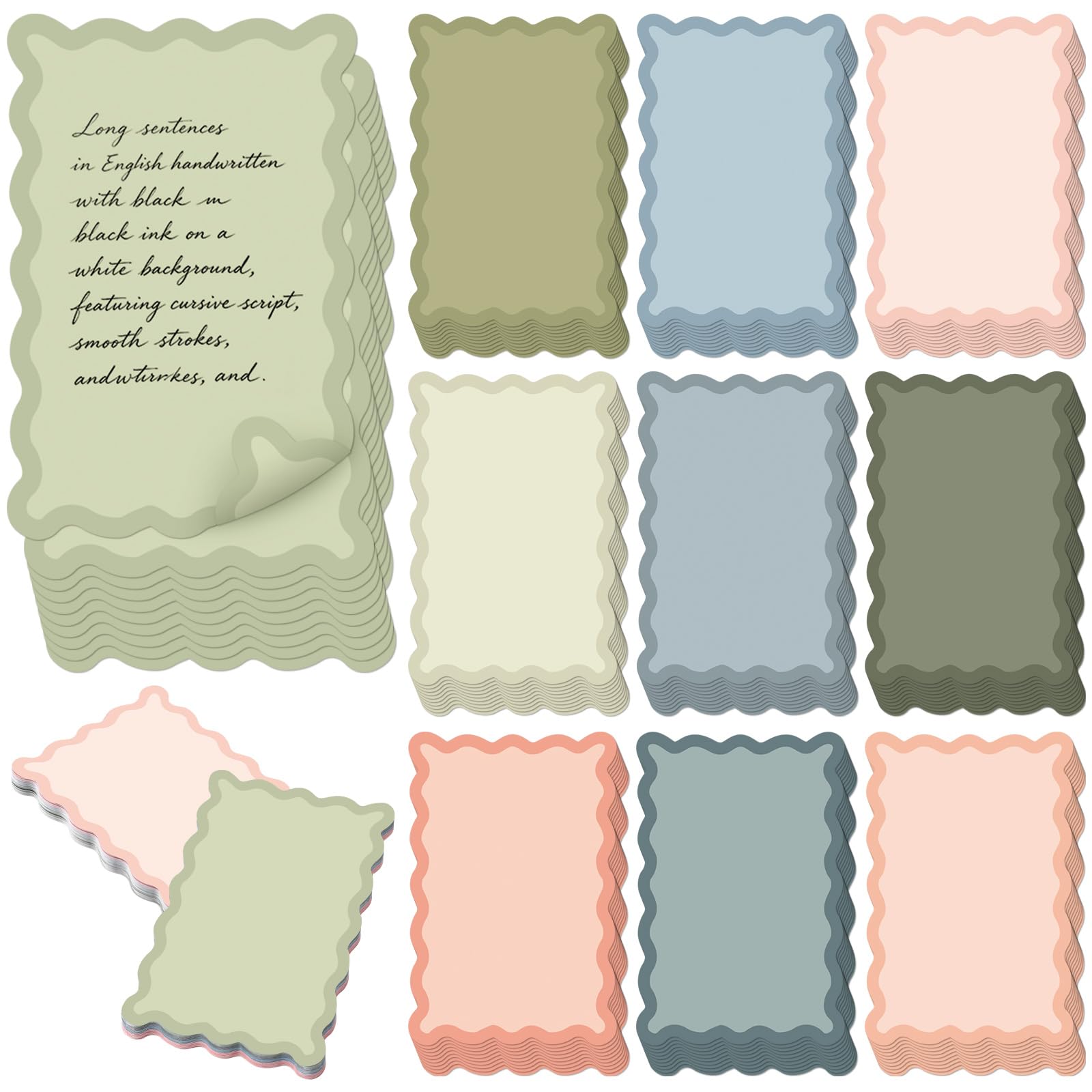 Spiareal 100 Pcs Blank Note Cards Index Card, Wave, 4 x 6 in, Double Sided