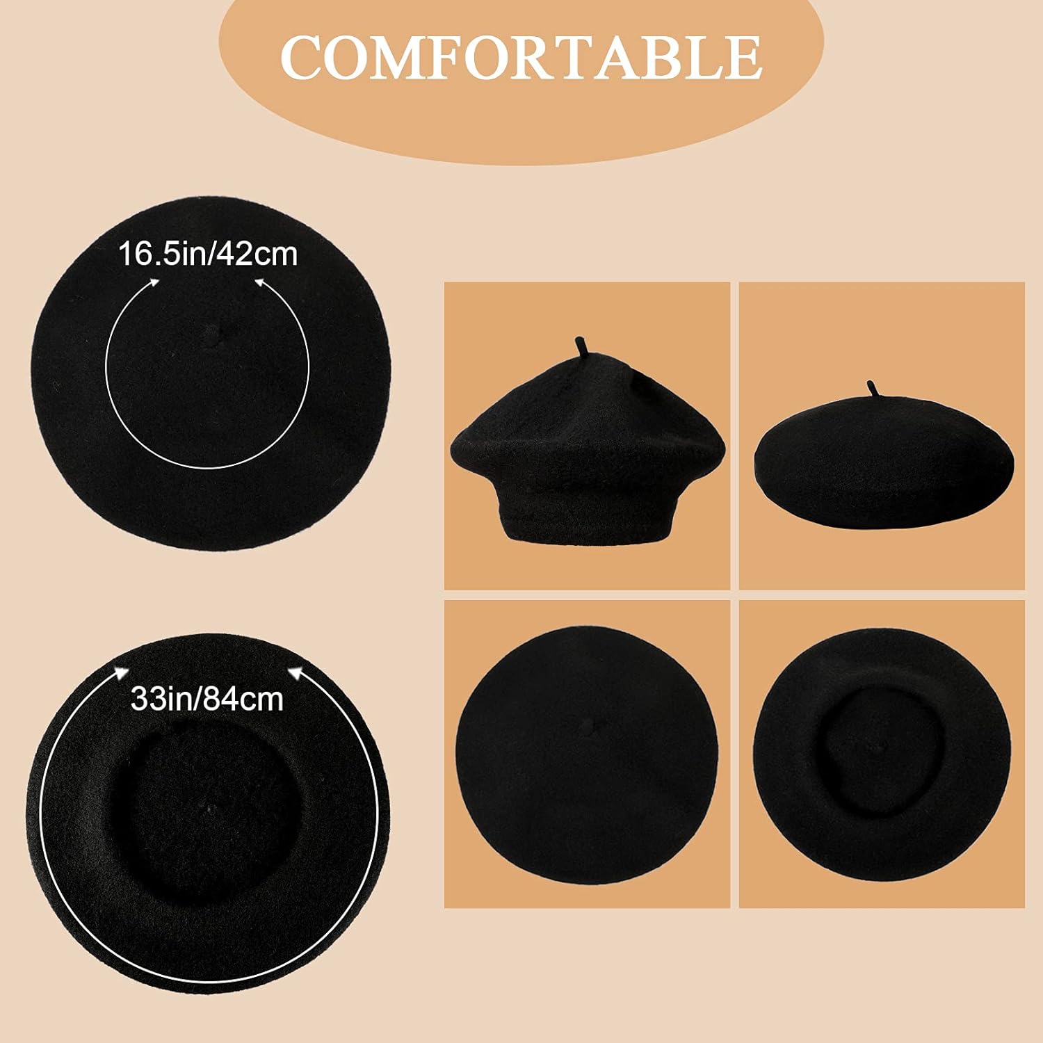 BBTO 12 Pieces Beret Hats for Women French Baggy Hat Christmas Solid Color Casual Classic Sweet Artist Cap for Women - Image 3