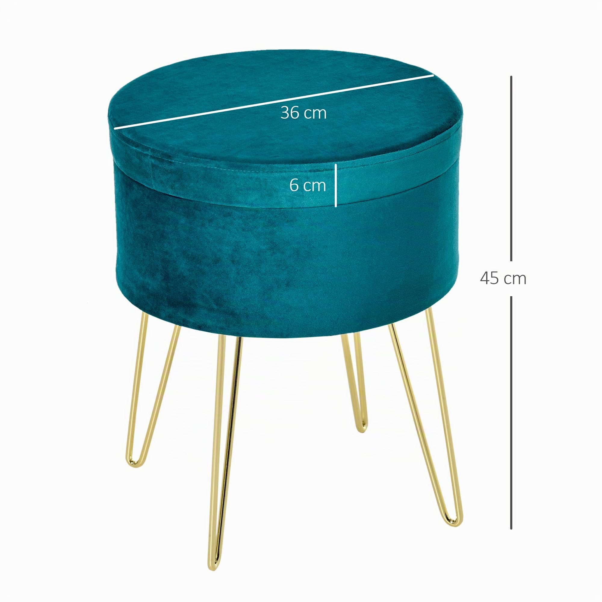 HOMCOM Pouf Contenitore 2 in 1 con Funzione Sgabello 36x36x45cm Verde