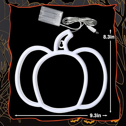 Miniatura 7 de Decoración de Acción de Gracias, luces de neón de calabaza, lindas luces de otoño naranjas y verdes para el hogar, funciona con pilas o USB,
