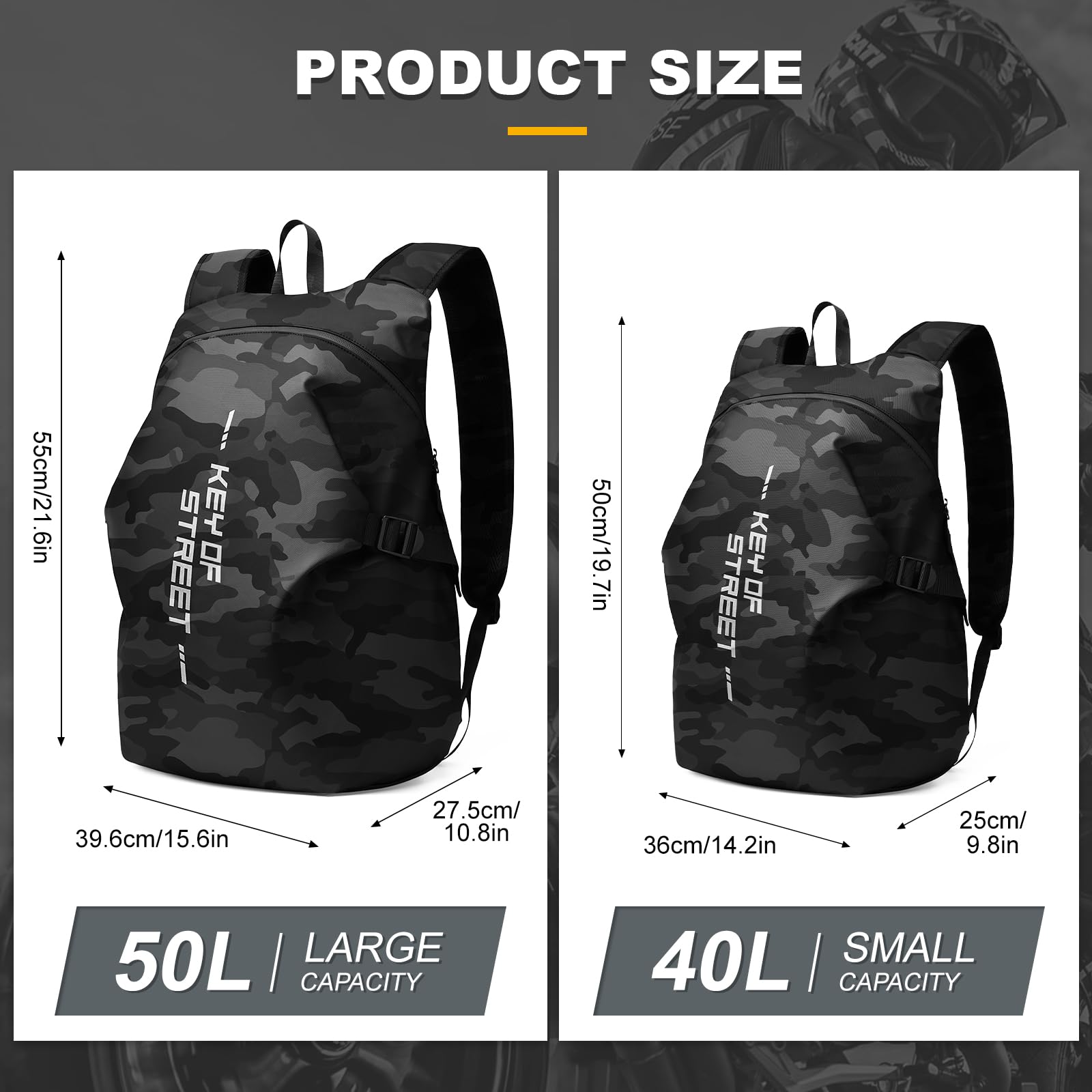 WEPLAN Zaino per Casco Uomo Donna Zaino Moto Zaino da Moto con Portacasco Zaino da Moto Impermeabile Cinturino per Casco da Moto Borsa Porta Casco Moto,Nero