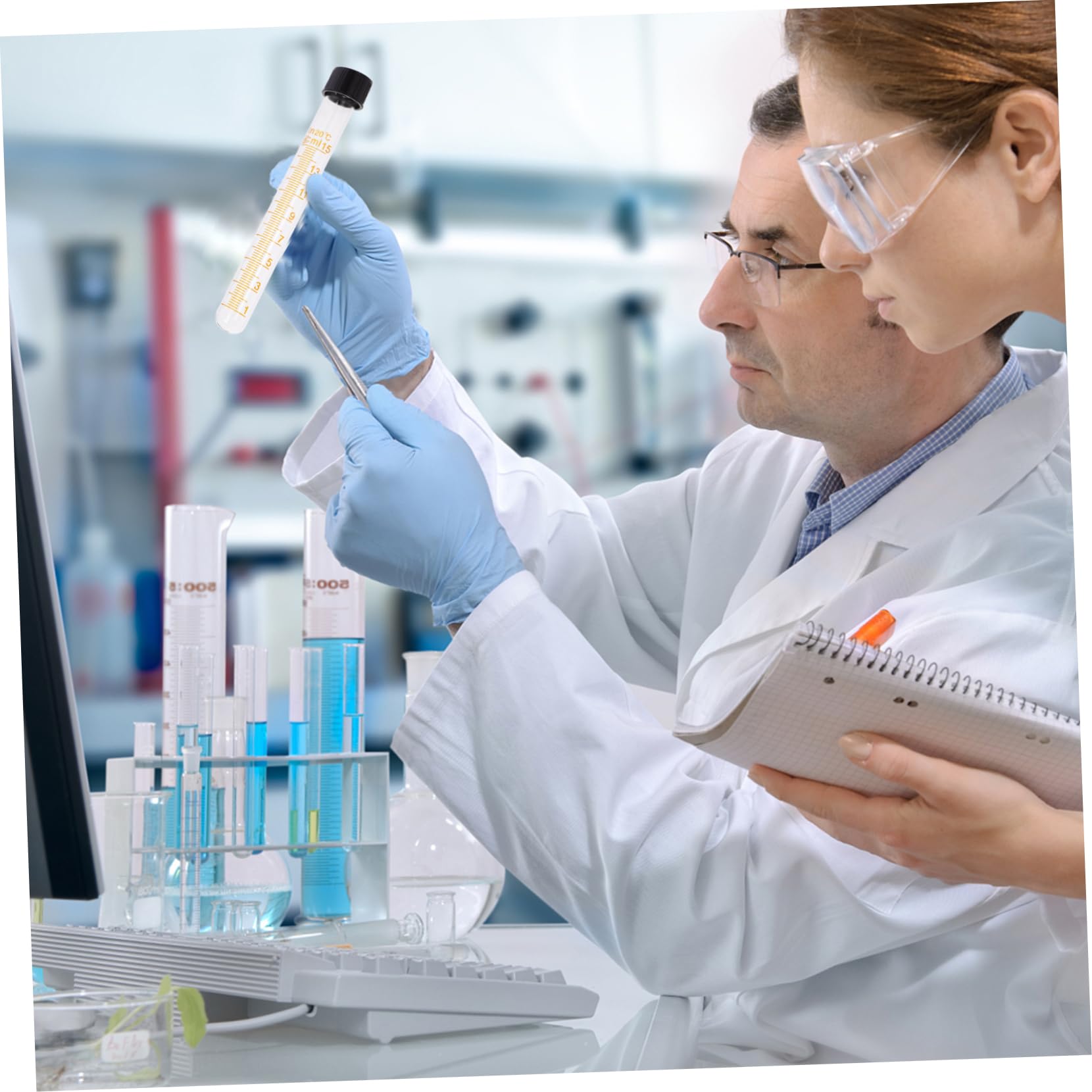 ULTECHNOVO 20piezas Tubo De Ensayo De Vidrio Graduado De Resistente Altas Temperaturas Tapa y Sellado Seguro Para Experimentos Científicos y Almacenamiento De Muestras