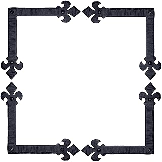 4 Pack 6 inch Decorative Corner Brackets Black L Bracket Decorative Corner Brackets Flat Angle Bracket Barn Door Hardware Ornamental Brackets The Fleur De Lis Series by Borderland Rustic Hardware