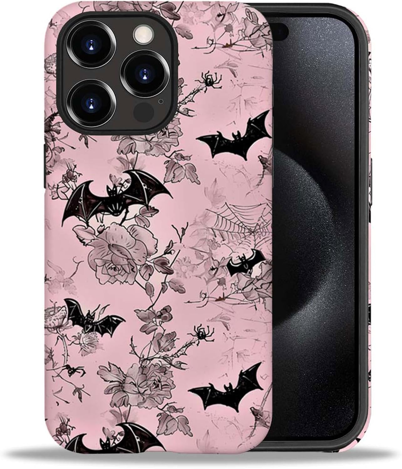Case Compatible with iPhone 13 Pro Max, Halloween Flowers Bat Spider Girl Hybrid 2-Layer Hard Shell + Silicone Protective Case -Scratch-Resistant Shockproof for iPhone 13 Pro Max Halloween Flowers Bat Spider iPhone 13 Pro Max