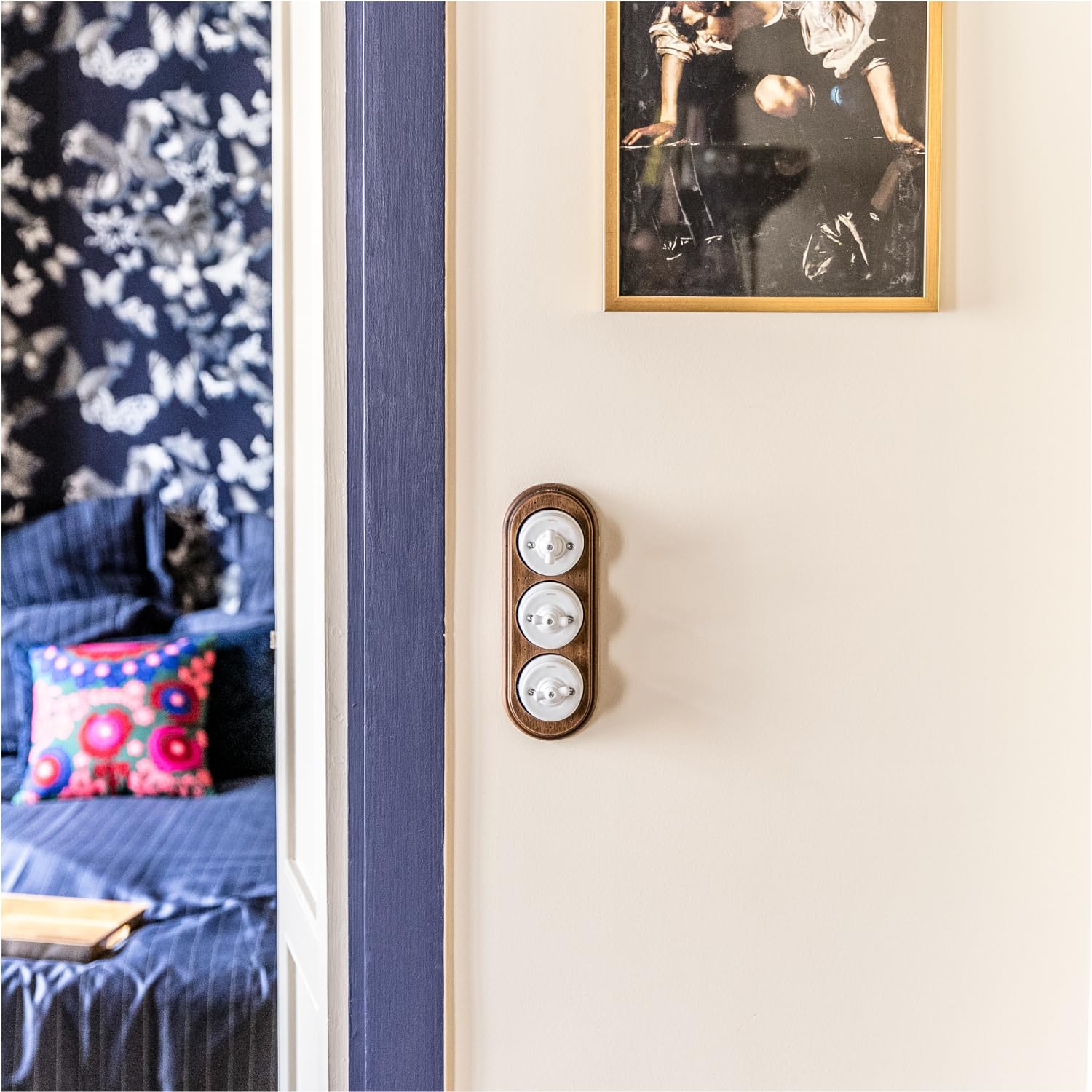 FONTINI - Socle Décoratif Bois Hêtre Vieilli 2 Poste Saillie