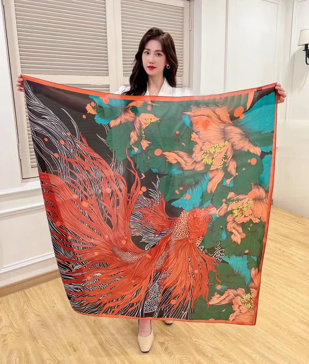 K-Elewon Large Square Scarf 43" Silk Scarf Fashion Scarves Silk Feeling Hair Wrapping Scarfs Night Sleeping Headscarf - Image 4