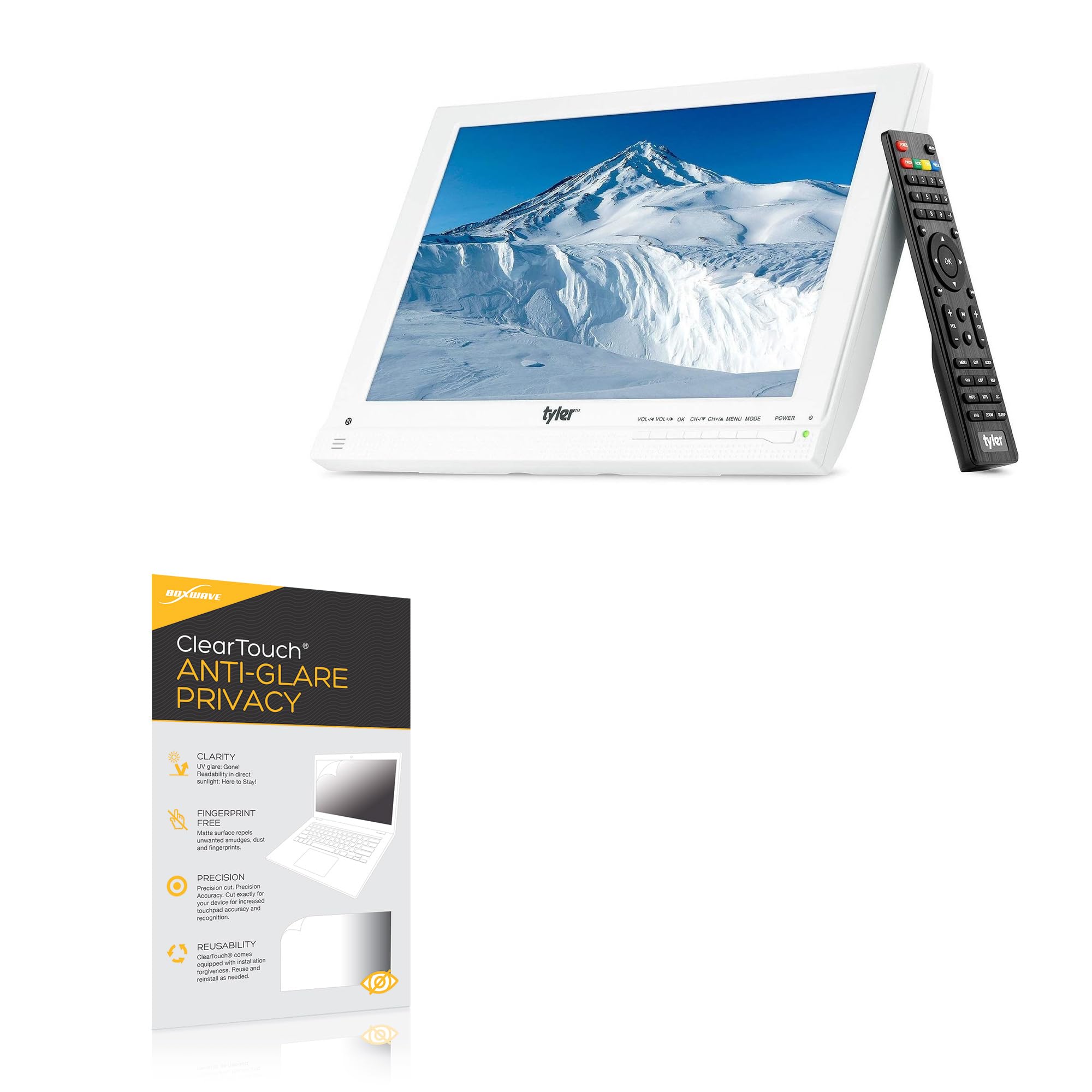 BoxWave Screen Protector Compatible With Tyler Portable TV LCD Monitor TTV707-13 (13.3 in) - ClearTouch Anti-Glare Privacy (2-Pack), Privacy Screen Protector Flexible Film Anti-Glare