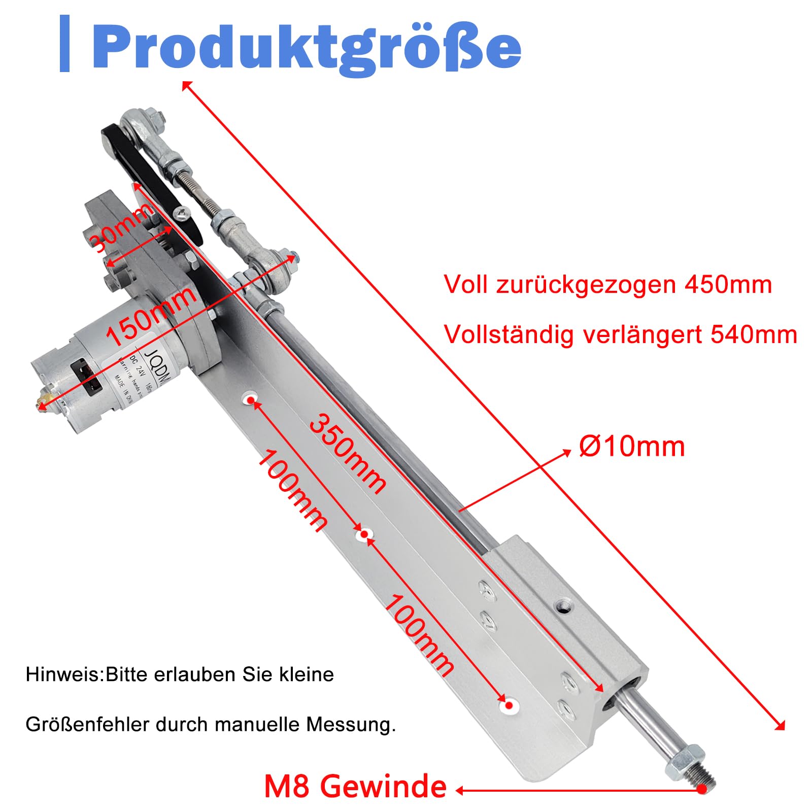 Hubkolbenmotor Linearaktuator DC 24V DIY Motor Hub 3cm-15cm 120rpm mit Drehzahlregler und Ende Verbinder