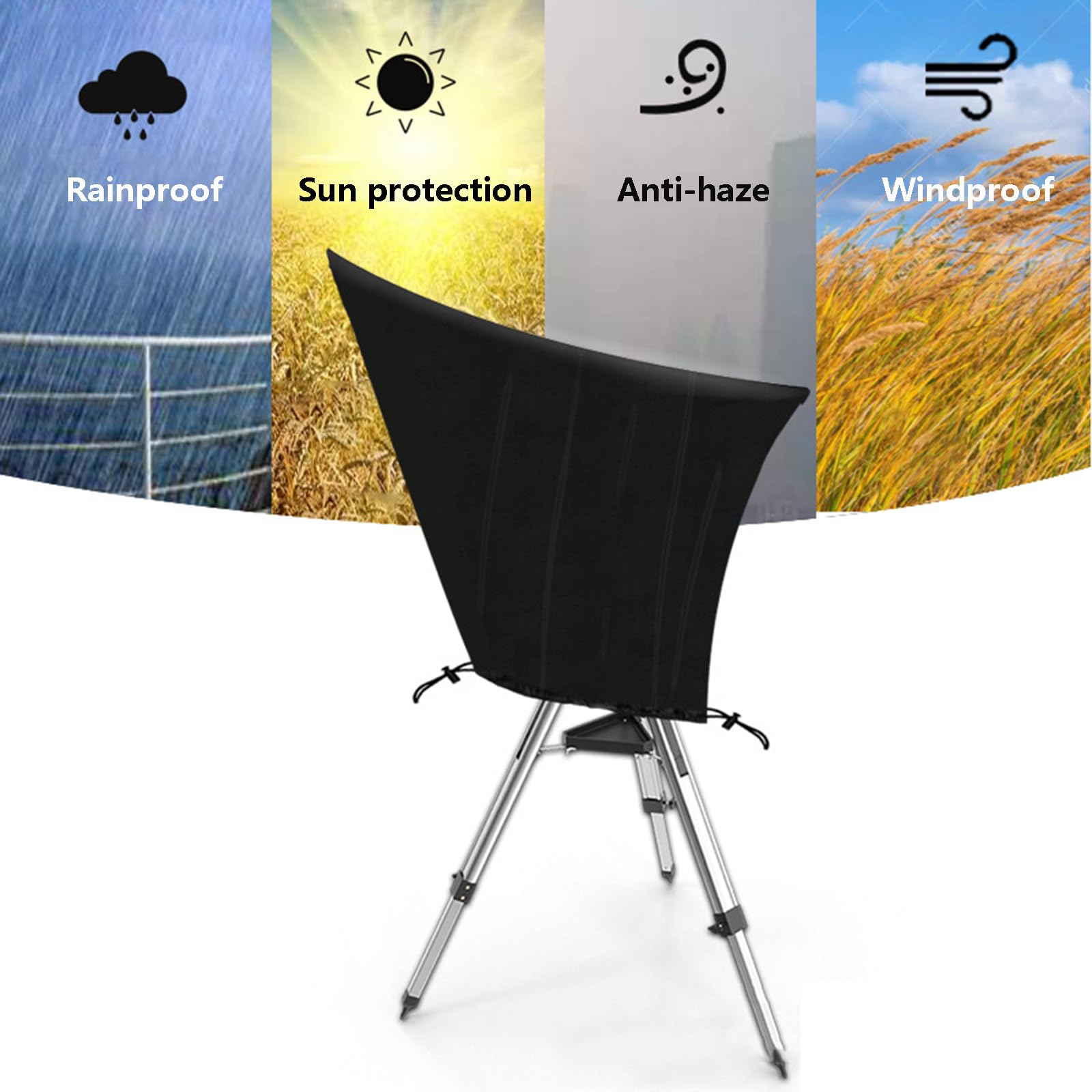 Copertura Telescopio da Esterno 420D Oxford Tessuto Antipioggia Antipolvere Resistente al Sole Borsa Cappuccio con Coulisse Regolabile Telo Copertura Telescopio,47 * 63inch,Silver