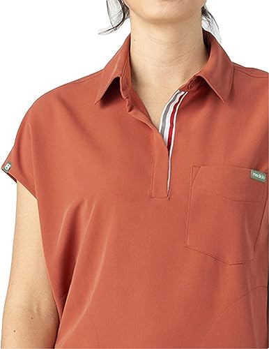 Miniatura 4 de Mediclo Camisa médica médica para mujer Capri con cuello en el pecho, bolsillo en el pecho, respetuosa con el medio ambiente, ropa de trabajo