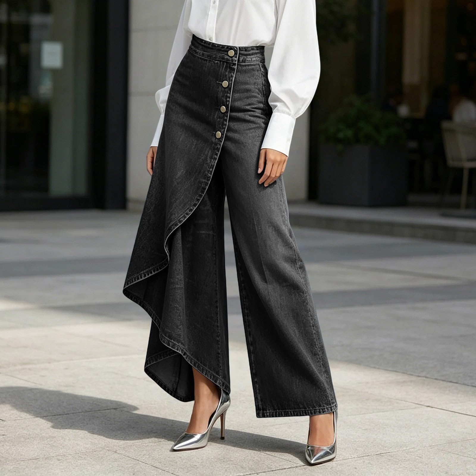 Jeans Donna Vita Alta Jeans Baggy Gamba Larga Casual Pantaloni Vita Alta Larghi Leggeri Eleganti Pantaloni Denim Elasticizzati Curvy Palazzo Y2k Streetwear Taglie Forti Tempo Libero Push Up